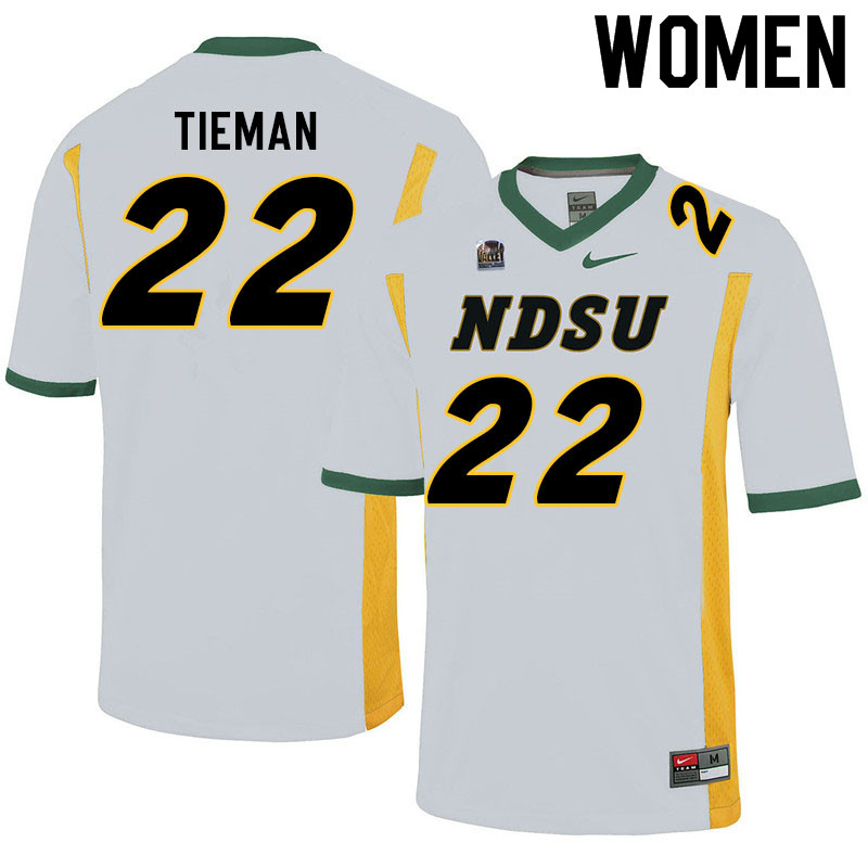 Women #22 Dalton Tieman North Dakota State Bison College Football Jerseys Sale-White